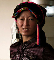 waitress in native dress, Danba