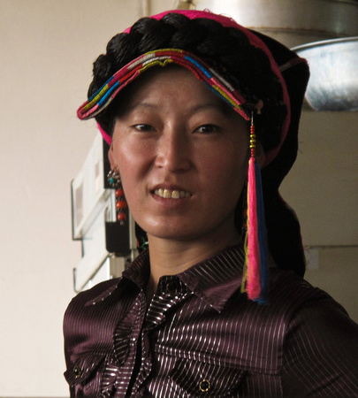 waitress in native dress, Danba