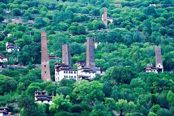 Qiang Towers in village above Danba